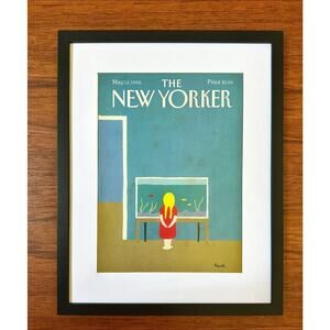 Framed 1986 New Yorker Magazine Cover May 12 Aquarium Girl Heidi Goennel